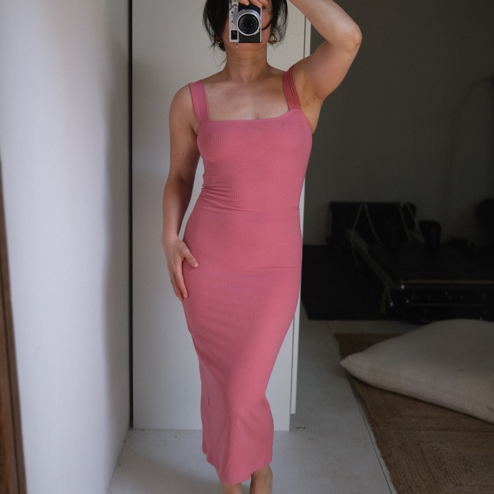 Reformation pink ribbed cotton dress
